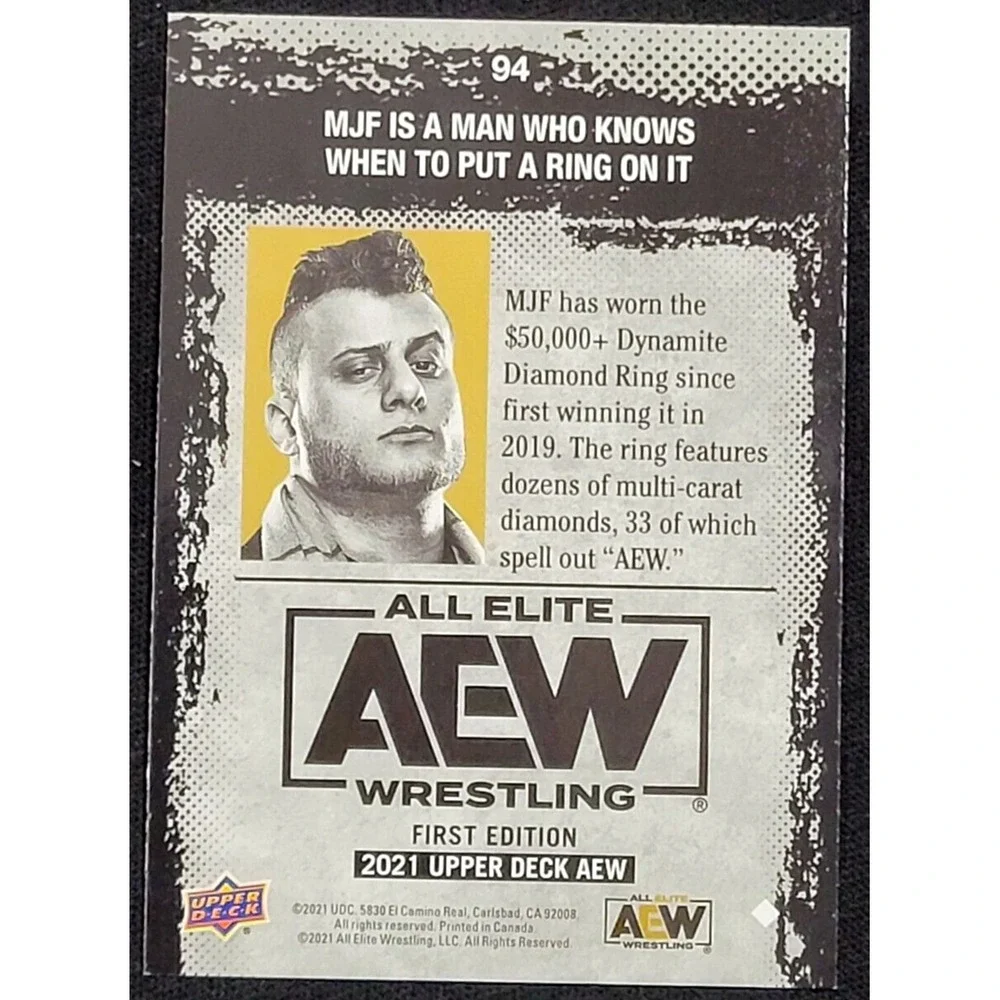 2021 UPPER‎ DECK AEW MJF MAGAZINE RAINBOW FOIL